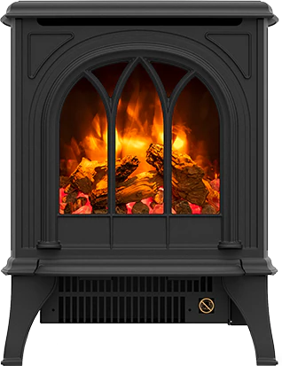 Gazco Huntingdon 20 Electric Stove with Tracery Door with Log & Pebble Fuel Effect and Amber Flame Setting