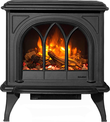 Gazco Huntingdon 30 Electric Stove with Tracery Door with Log & Pebble Fuel Effect and Amber Flame Setting
