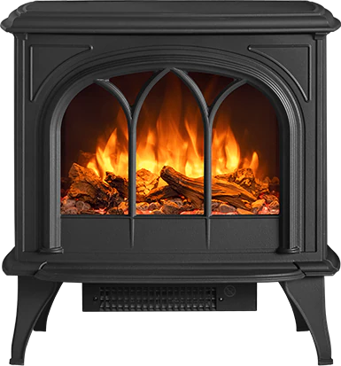 Gazco Huntingdon 40 Electric Stove with Tracery Door with Log & Pebble Fuel Effect and Amber Flame Setting