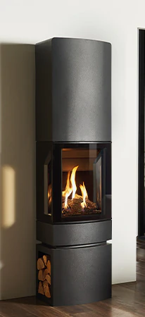 Gazco Loft Gas Stove Eith Steel Log Store and Top Section