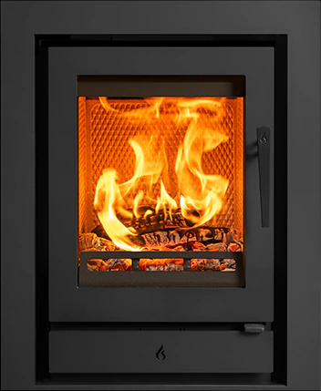 Stovax Riva2 40 Ecodesign Fire with Removeable Handle in Situ and Profil 3 Sided Frame