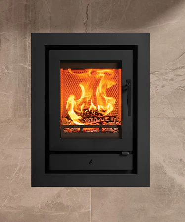 Stovax Riva2 40 Ecodesign Fire with Removeable Handle in Situ and Profil 4 Sided Frame R401