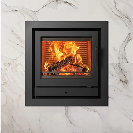 Stovax Riva2 50 Ecodesign Fire with Removeable Handle in Situ and Profil 4 Sided Frame S031