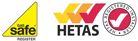 Gas Safe Register and HETAS Registered Installer logos